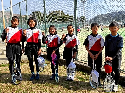 上郡Jrの5人と相生Jrの中林さん(右端)